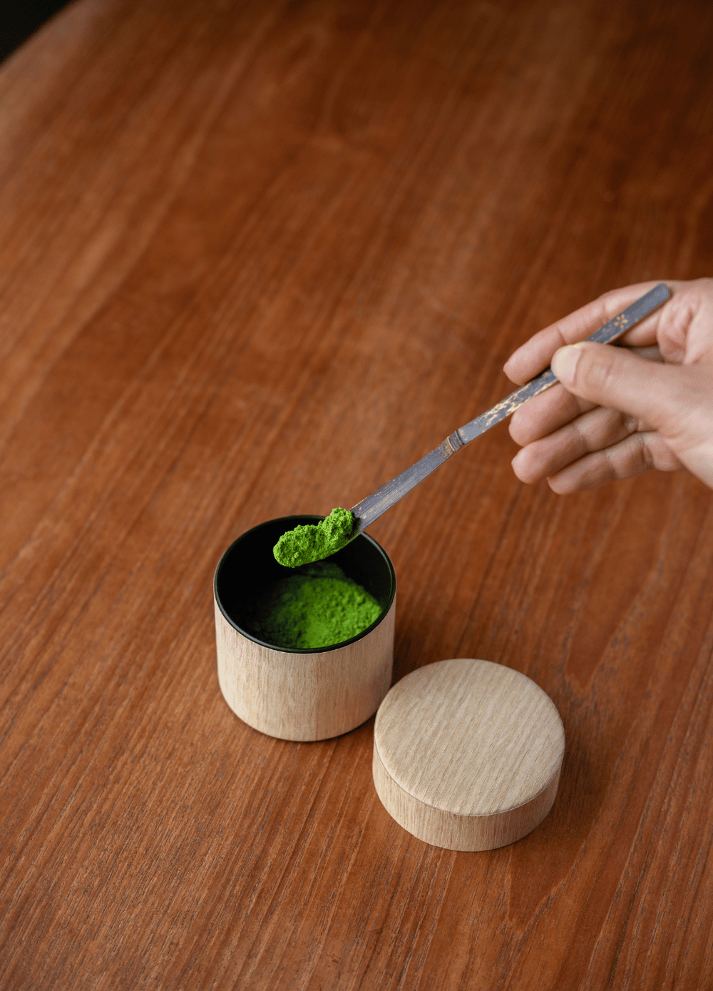 Oak Wooden Matcha Tin