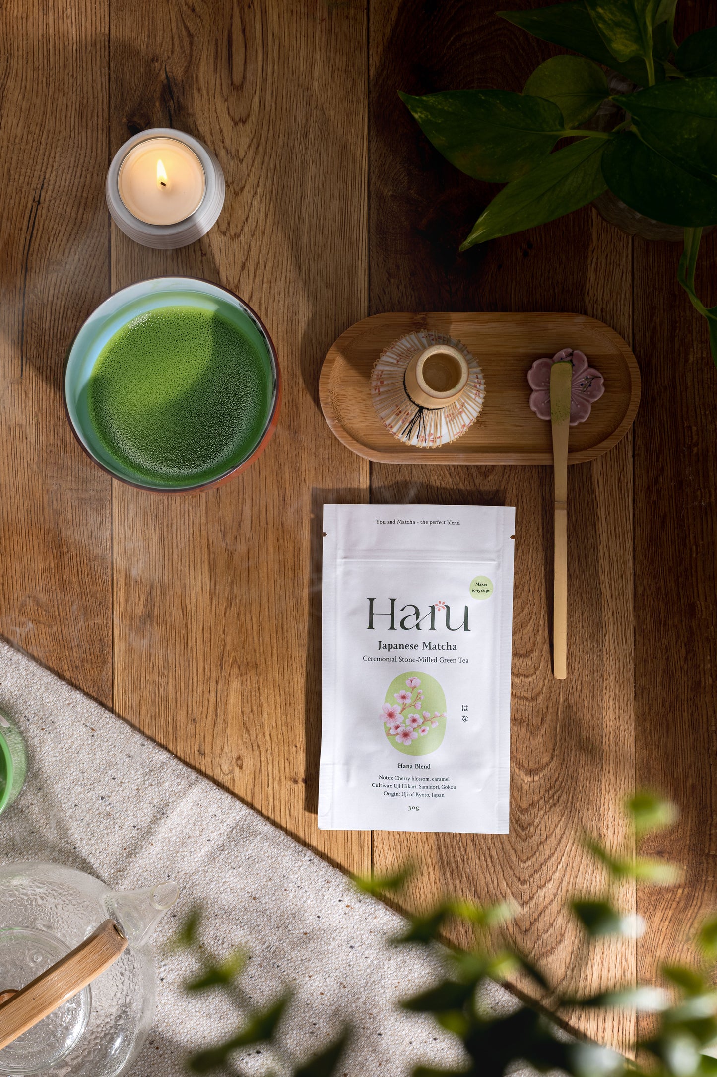 Floral Matcha Gift Set (Powder, Whisk and Bamboo Spoon included)